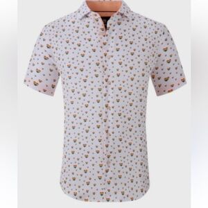 Tom Baine white with Pride hearts Shirt size L